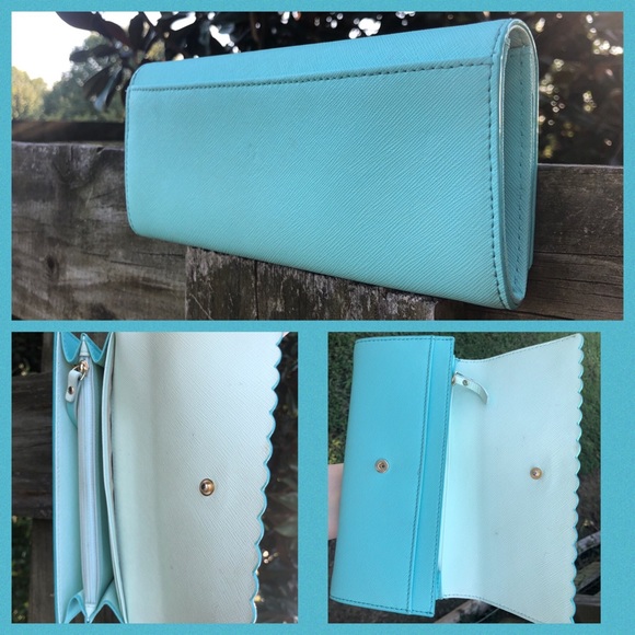 Kate Spade Scalloped Bag & Wallet Set Tiffany Blue - Picture 7 of 8